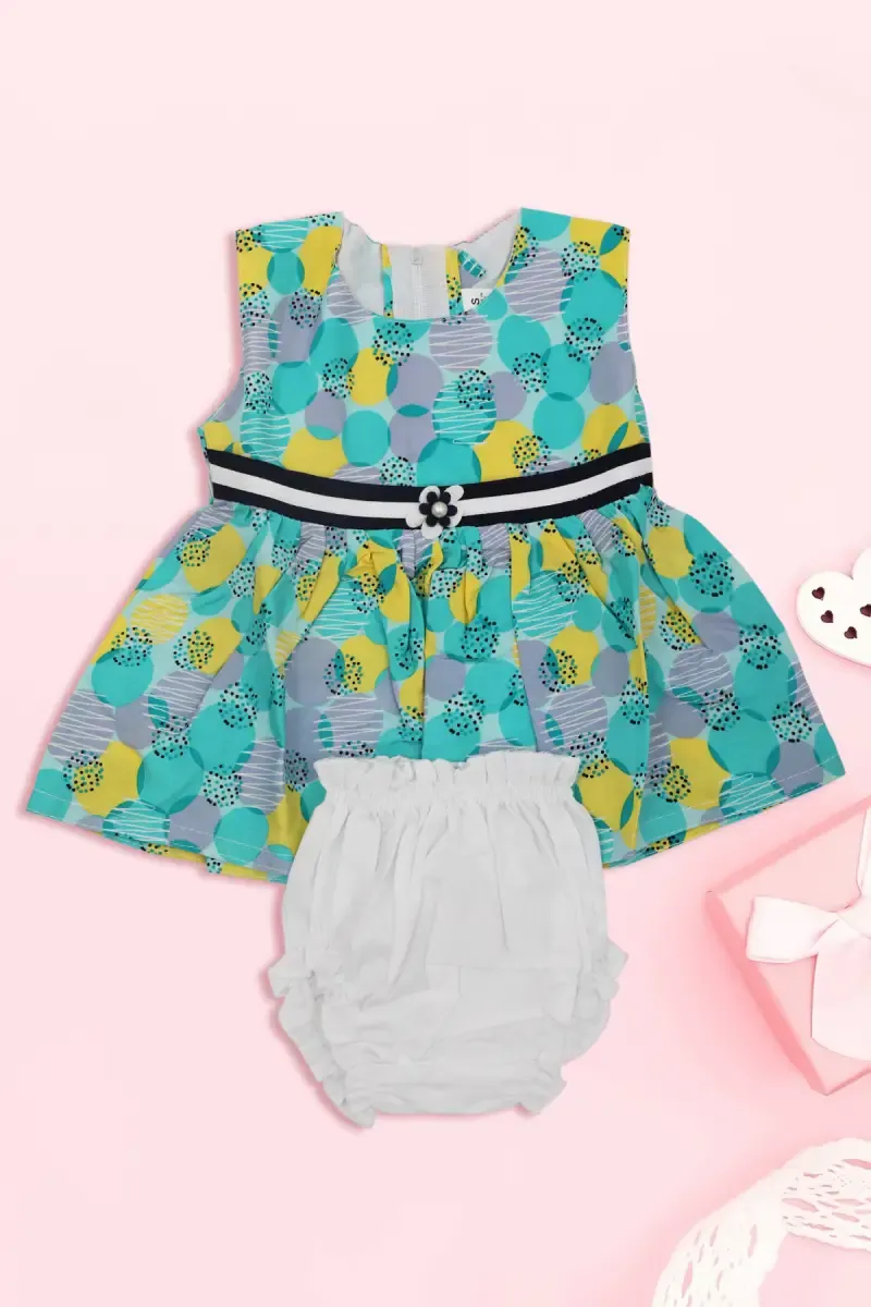 Baby Girl's Printed Frock with Panty Set (2-Pcs Set) 016826GRE01M