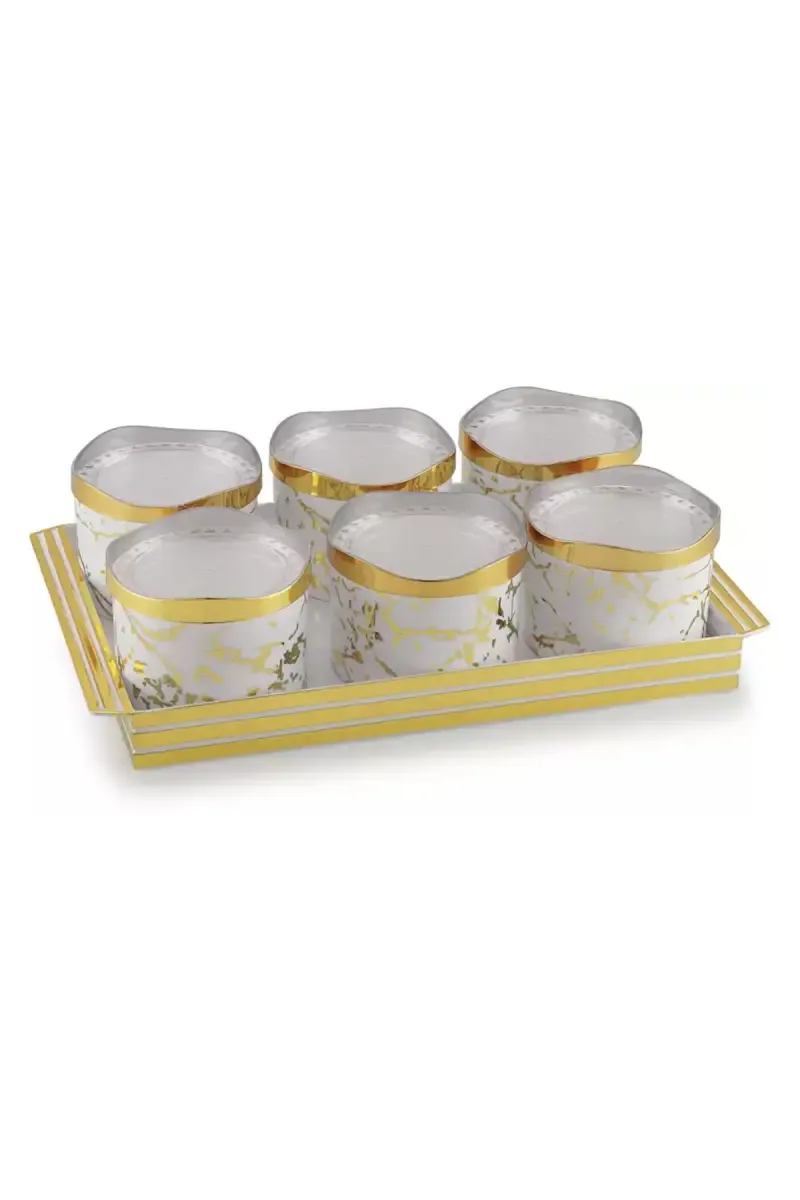 Liza Plastic Hibiki Serving Tray with 6 Jars - 500 ml (Each)