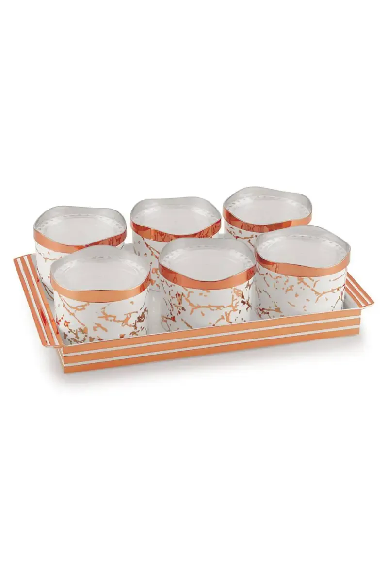 Liza Plastic Hibiki Serving Tray with 6 Jars - 500 ml (Each)