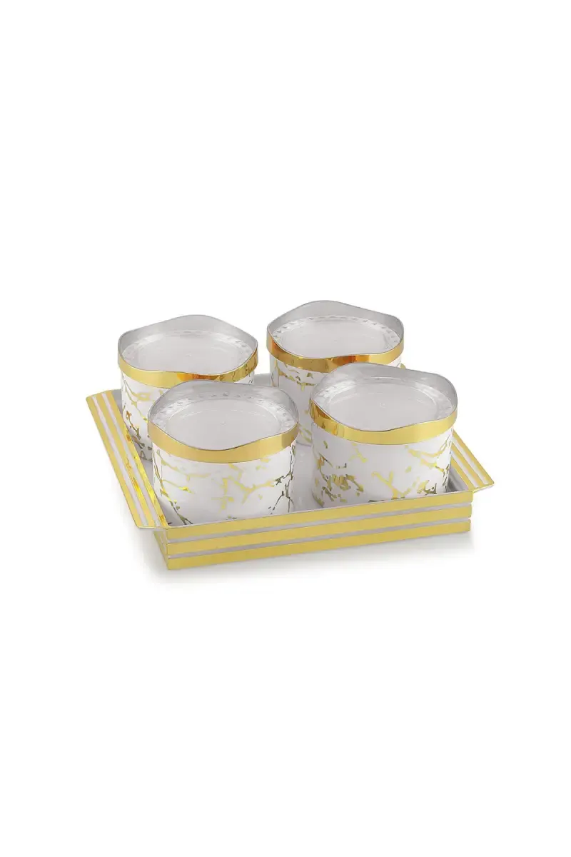 Liza Plastic Hibiki Serving Tray with 4 Jar - 500 ml (Each)