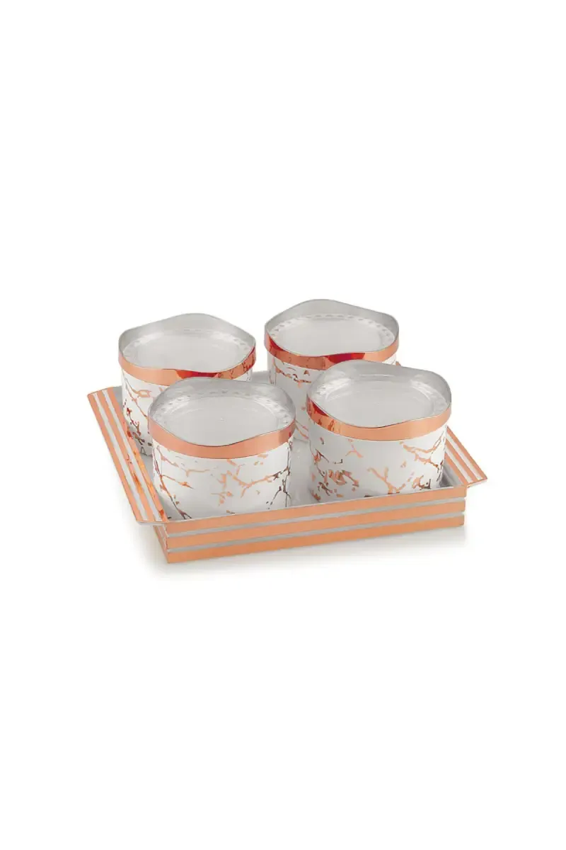 Liza Plastic Hibiki Serving Tray with 4 Jar - 500 ml (Each)