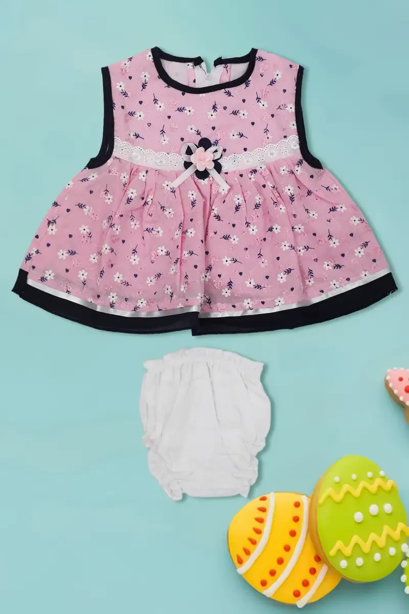 Just Born Girl's Printed Frock with Panty Set (2-Pcs Set) 016839BABPIN13M