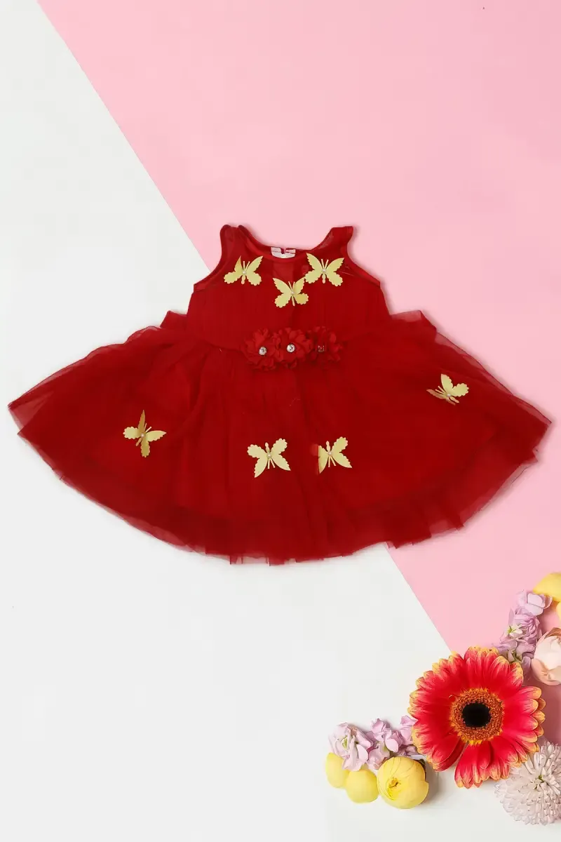 Baby Girl's Netted Frock  016845RED36M