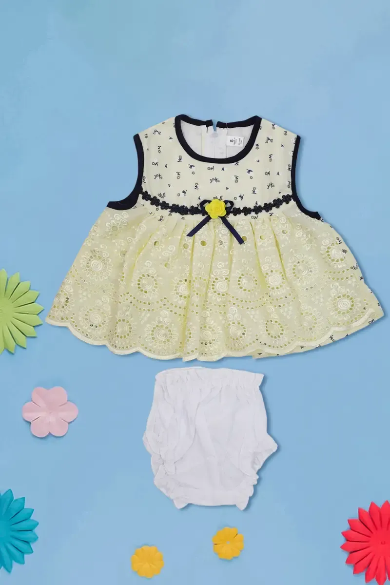Cotton Frock with Panty Set for Baby Girl (2-Pcs Set) 016847YEL01M