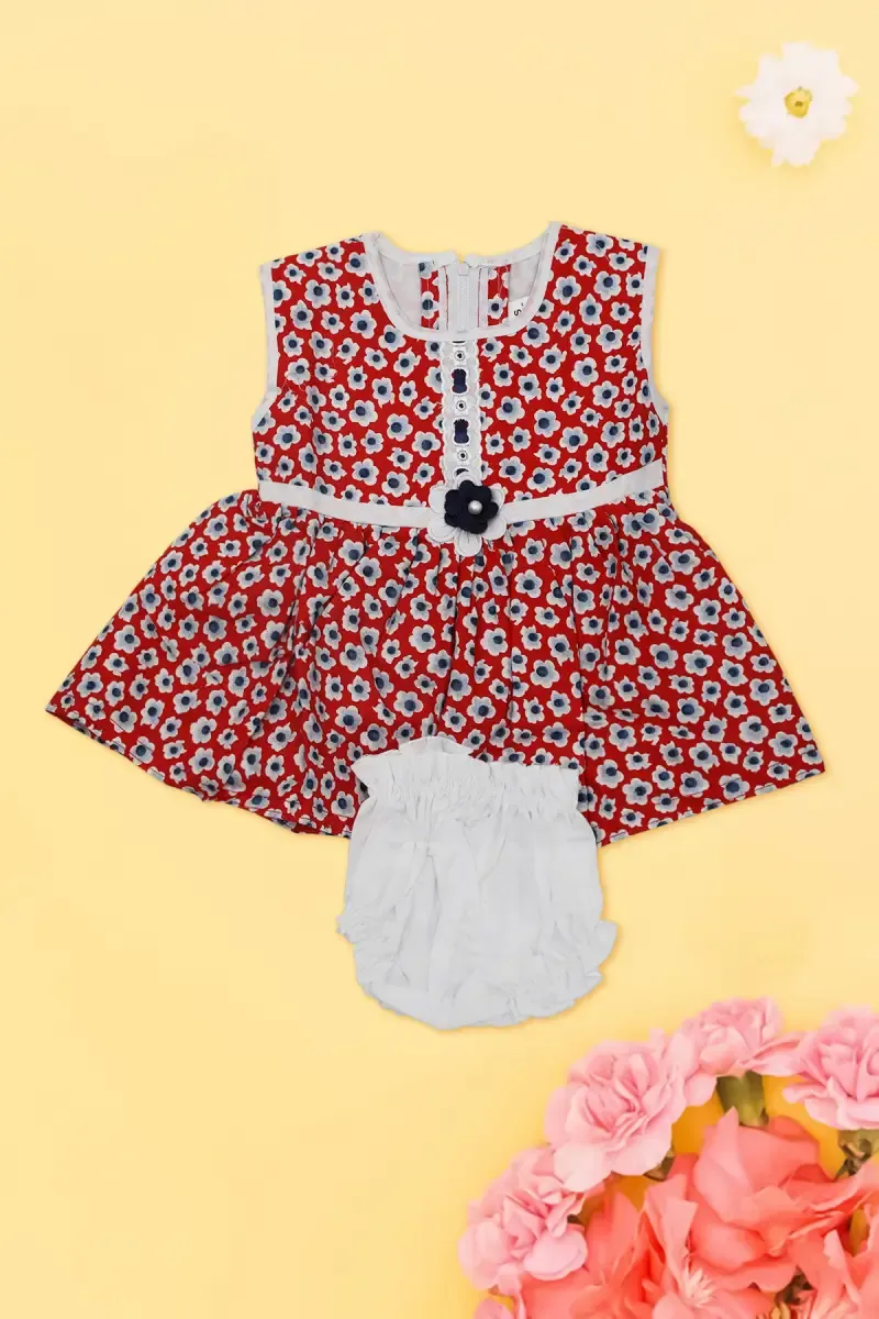 Printed Dress with Panty Set for Baby Girl (2-Pcs Set) 016854RED01M