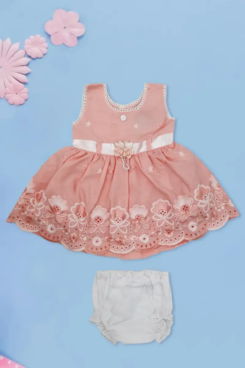 Embroidered Frock with Panty Set for Baby Girl (2-Pcs Set)
