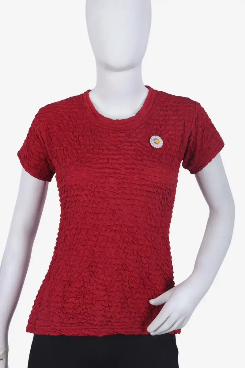 Cotton Lycra Solid T-Shirt for Women 016874LMAR
