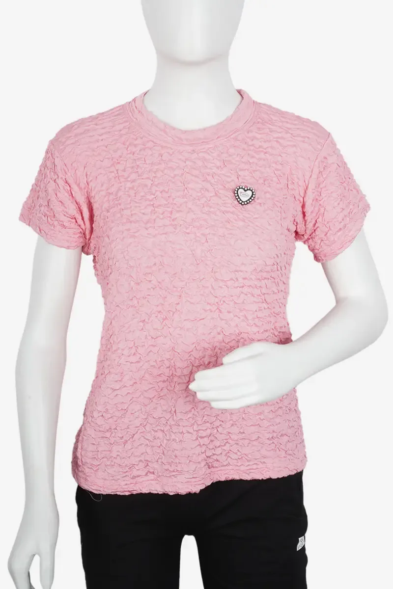 Cotton Lycra Solid T-Shirt for Women 016874XLBABPIN