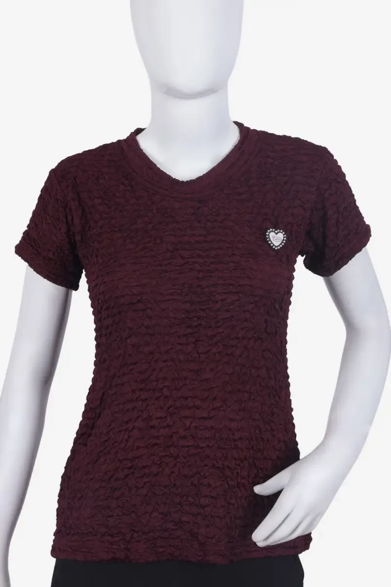 Cotton Lycra Solid T-Shirt for Women 016874XLWIN