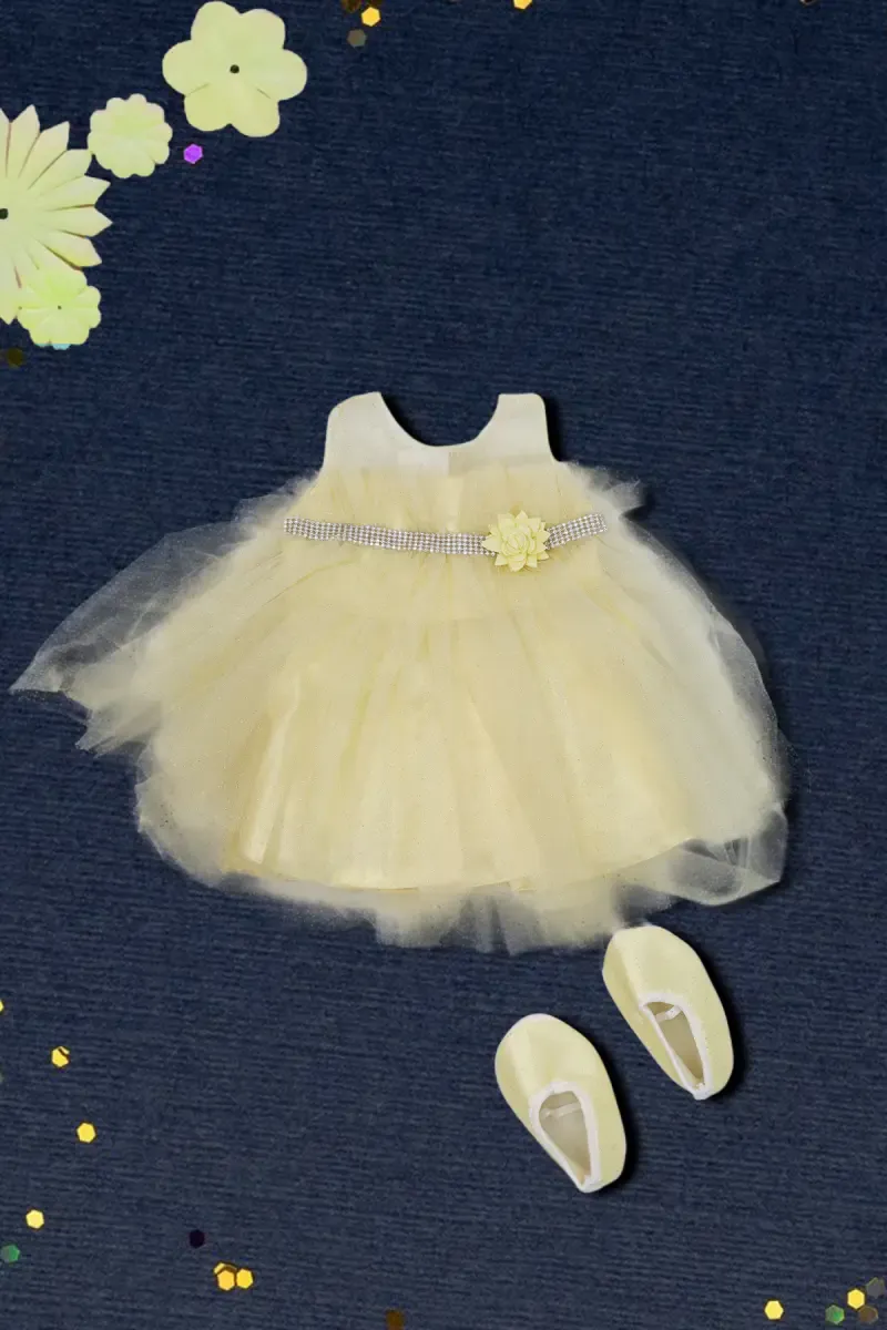 Netted Frock with Shoe Set for Baby Girl (2-Pcs Set) 016926YEL01M