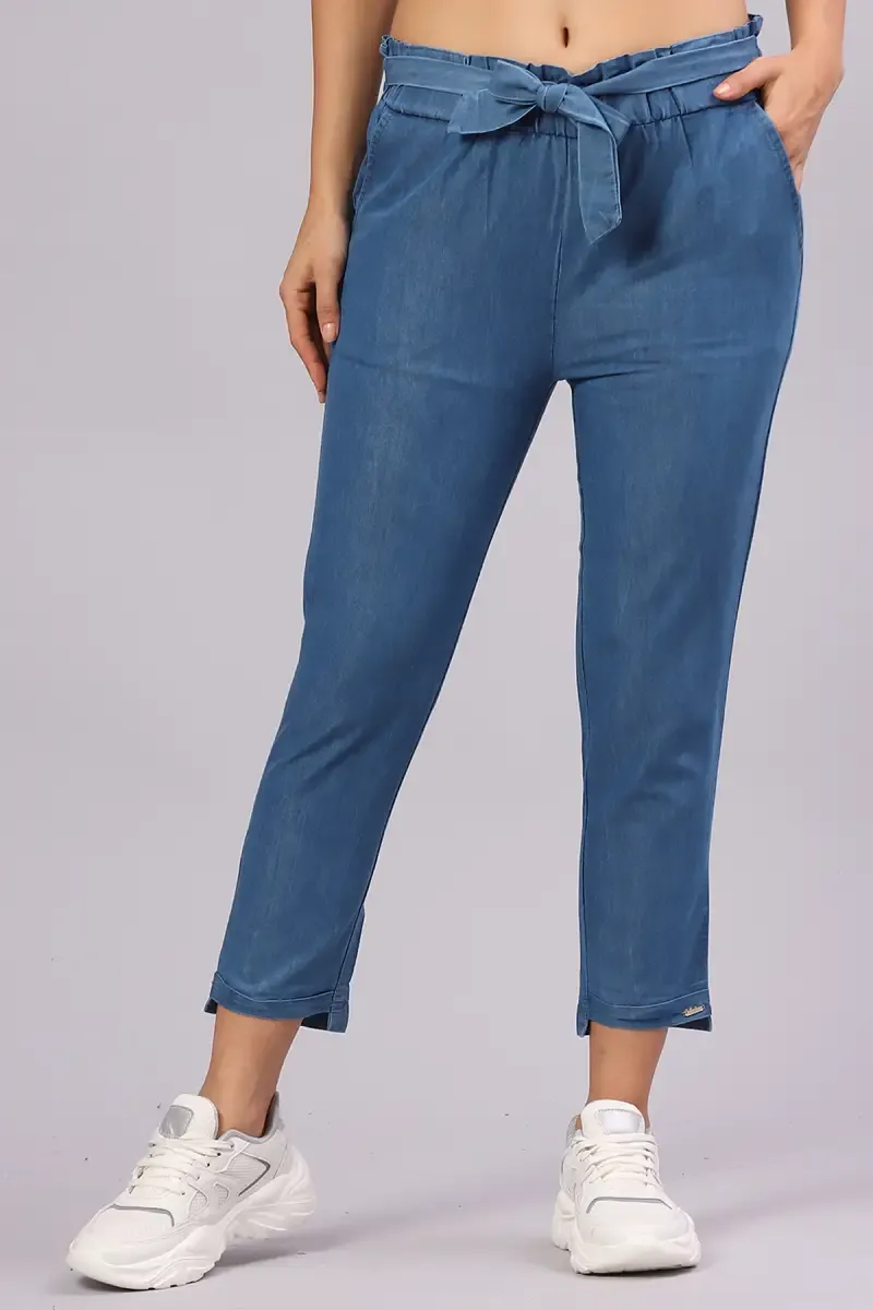 Cotton Blend Solid Pant for Women 