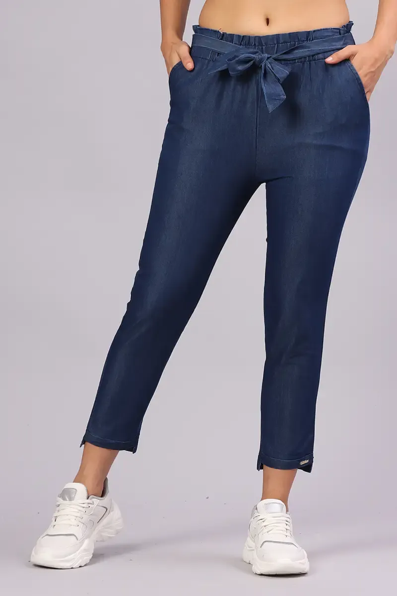 Cotton Blend Solid Pant for Women 