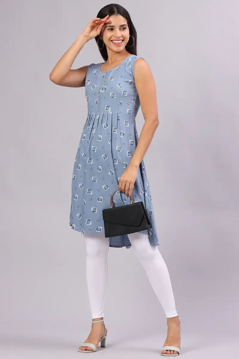 Cotton Blend Printed Kurti for Women  016951LGRE