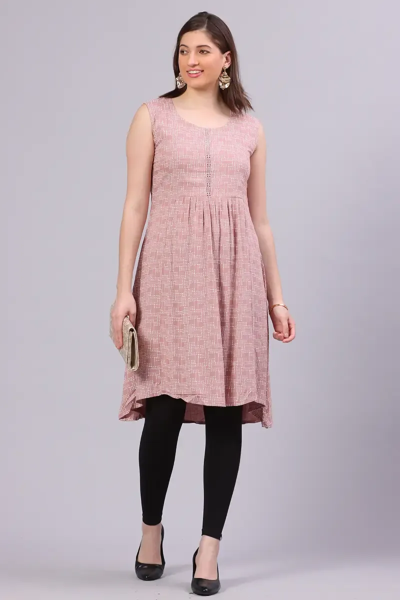 Cotton Blend Printed A-Line Kurti for Women  016953XLMAU