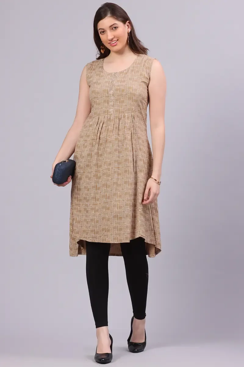 Cotton Blend Printed A-Line Kurti for Women 016953XXLKHA