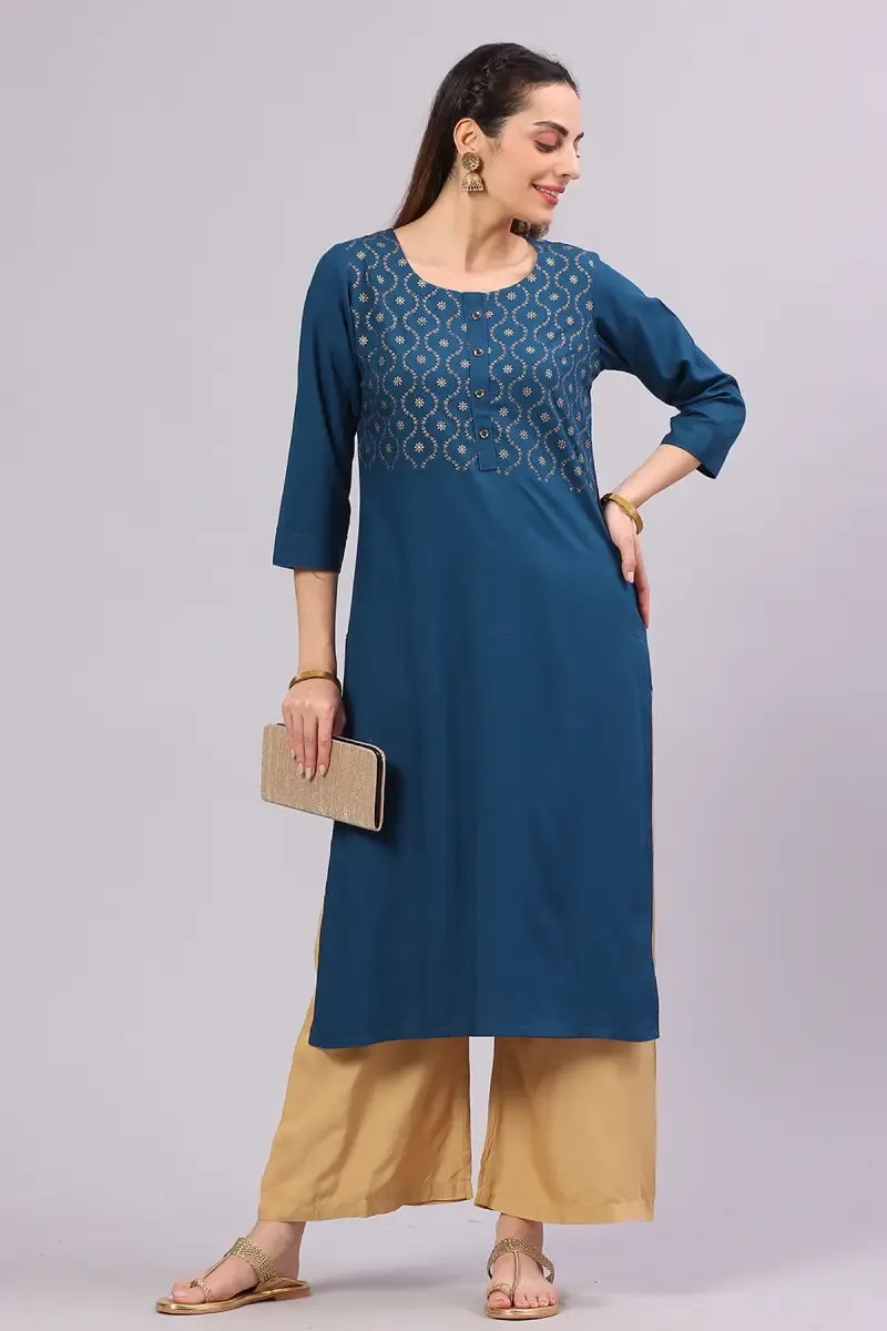 Cotton Blend Solid Kurta for Women  016954MTEA2
