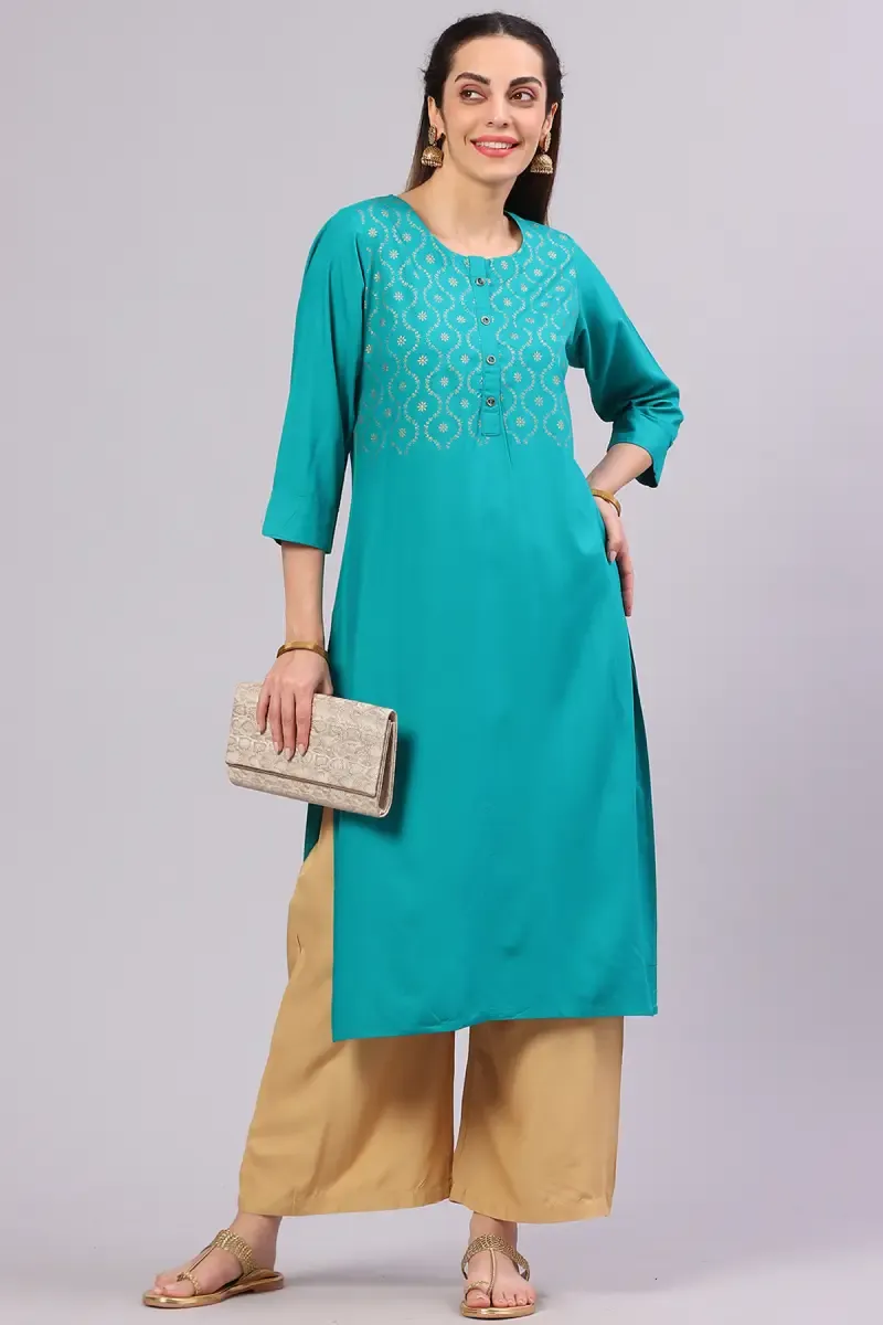Cotton Blend Solid Kurta for Women  016954XLTUR