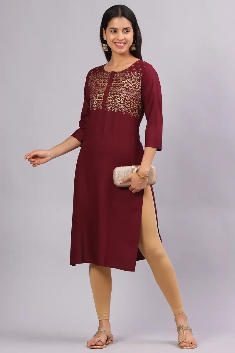 Cotton Blend Printed Kurti for Women 016955LWIN