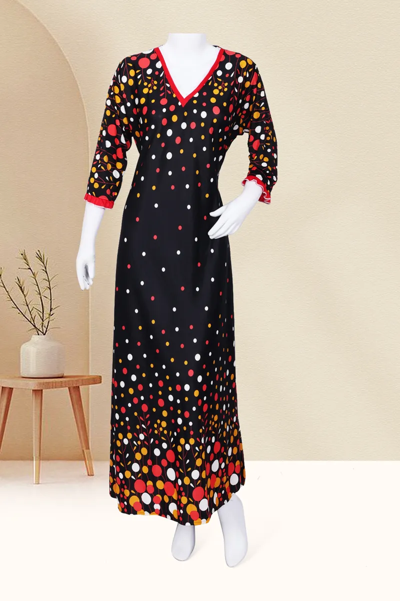 Polyester Conversational Printed Nighty for Women 017020BLAXL