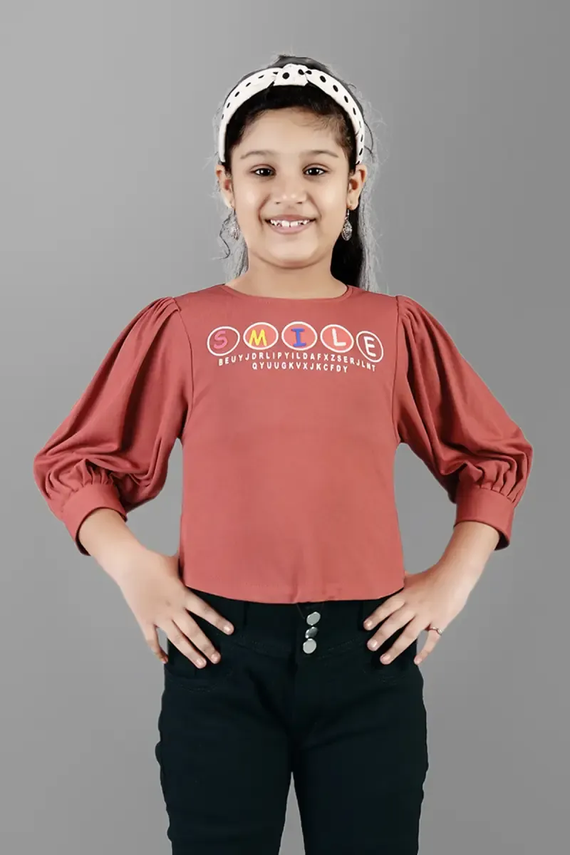 Girl's Cotton Lycra Blend Printed Tops(5 - 17 Yrs) 0170281112YRSDUSPIN