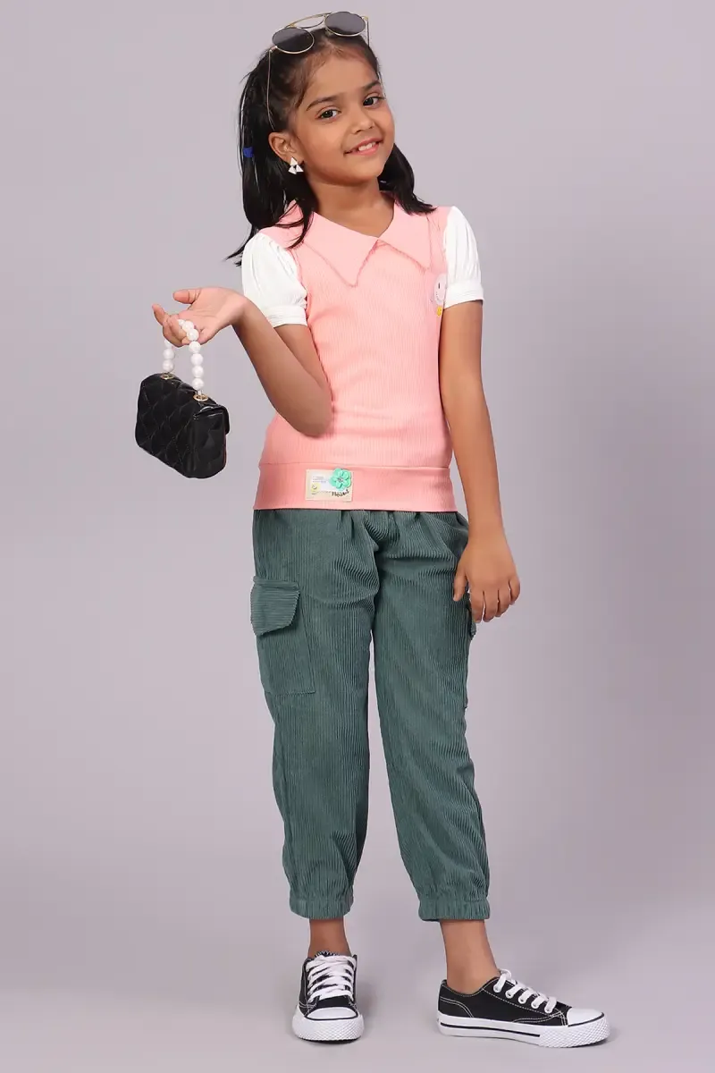 Girl's Corduroy Solid Top (1 - 4 Yrs) 01706623YRSPEA