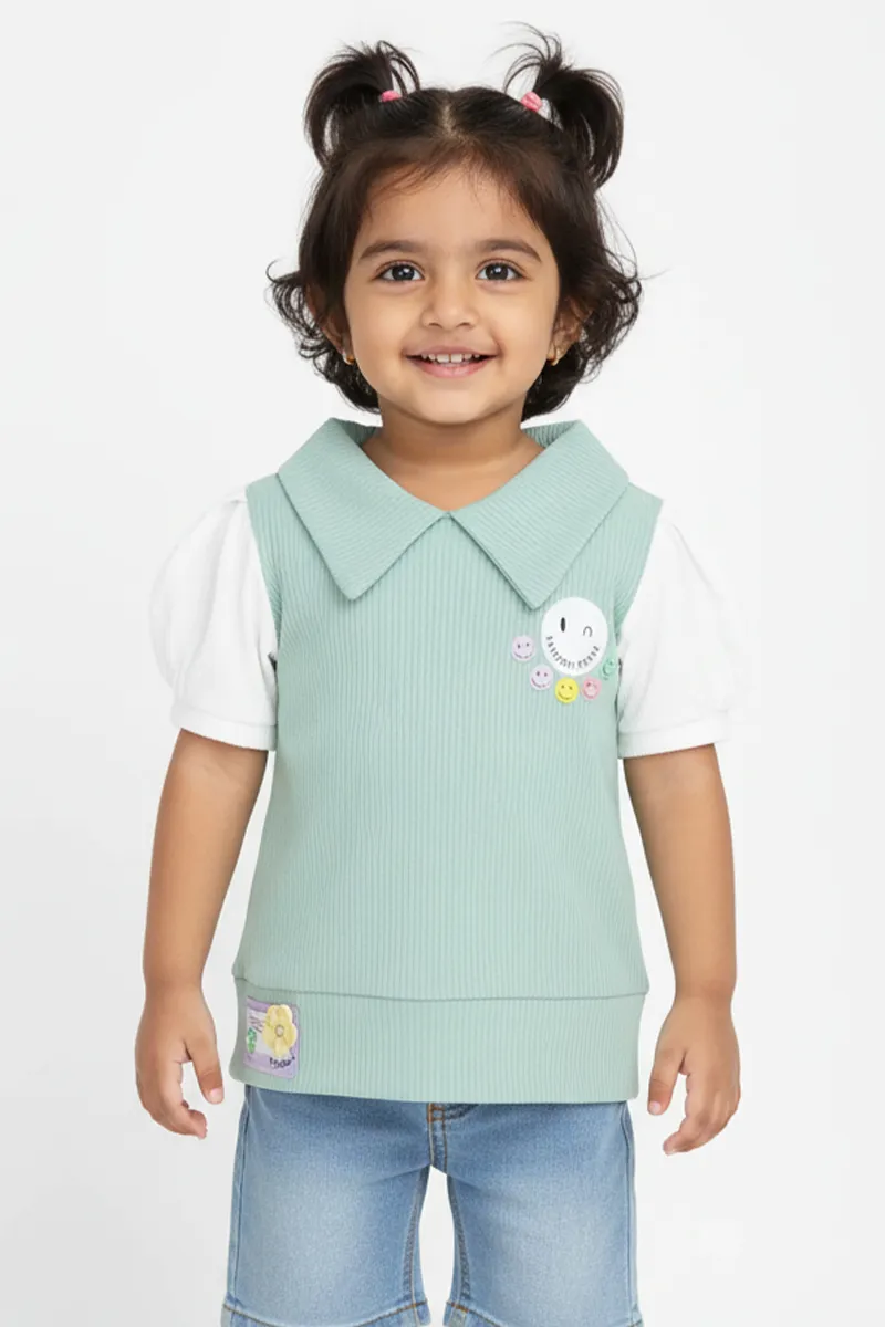 Girl's Corduroy Solid Top (1 - 4 Yrs) 01706634YRSGRE