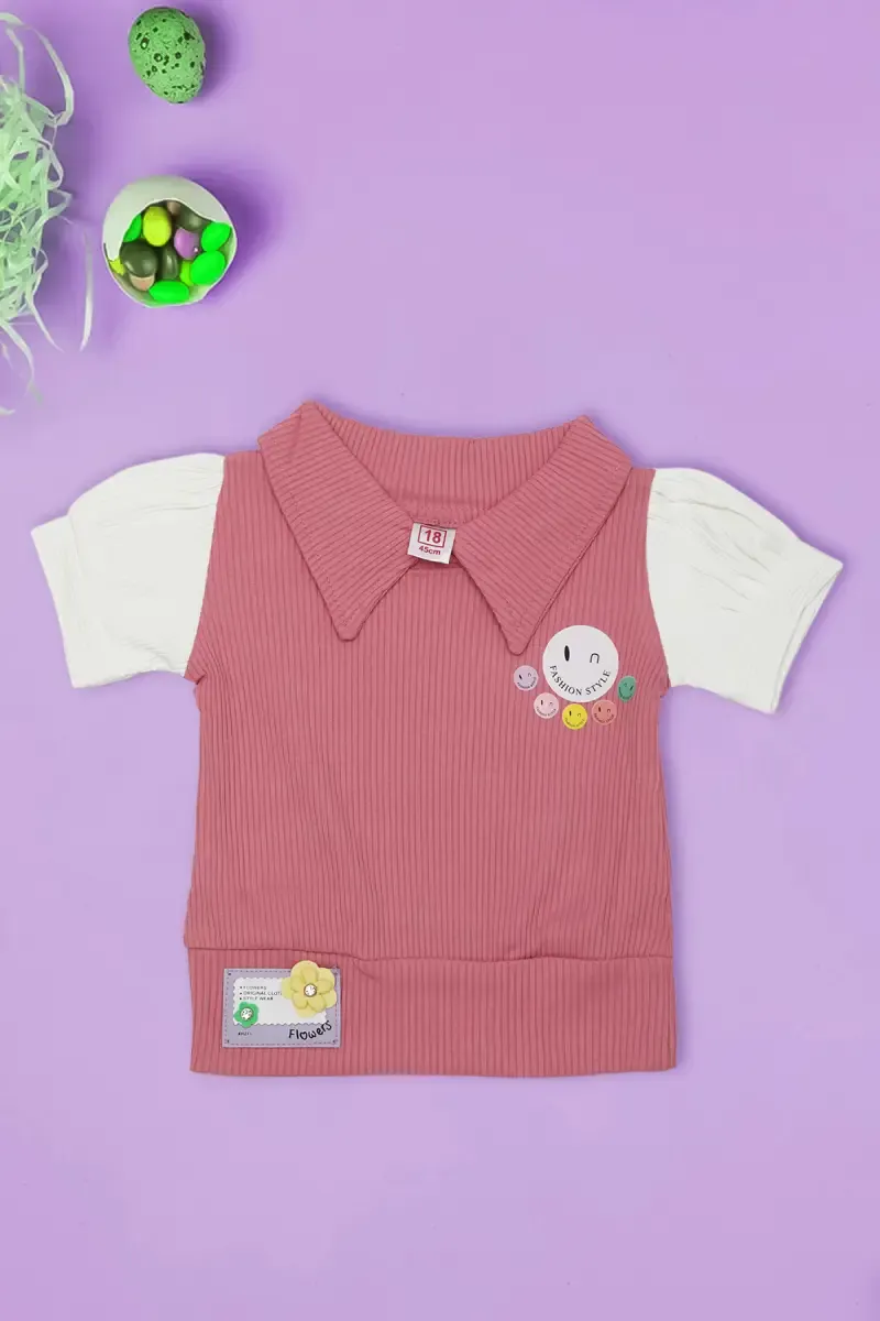 Corduroy Tops for Just Born Baby Girl 017086PIN612