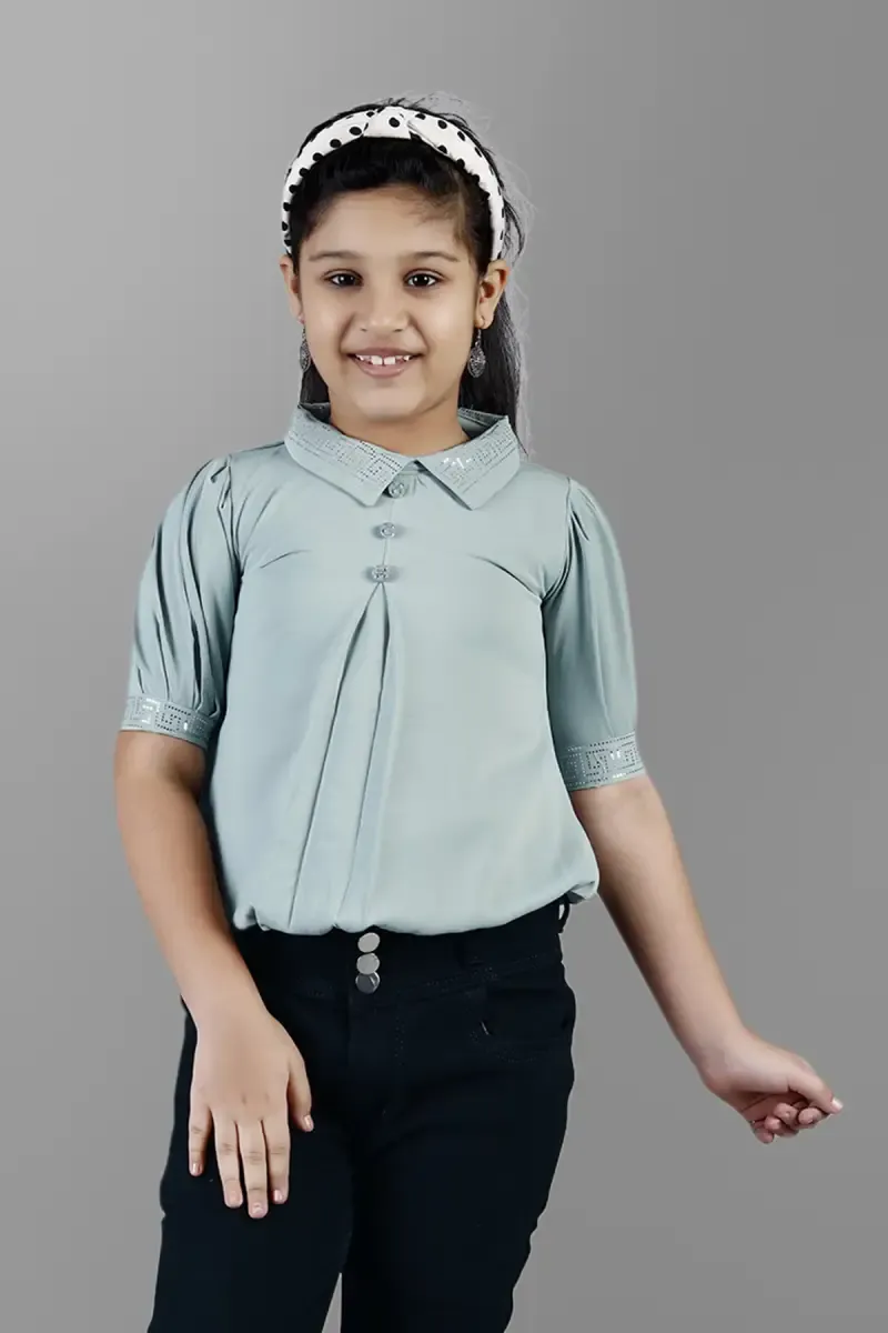 Girl's Georgette Solid Peplum Tops(5 - 17 Yrs) 01713178YRSGRE