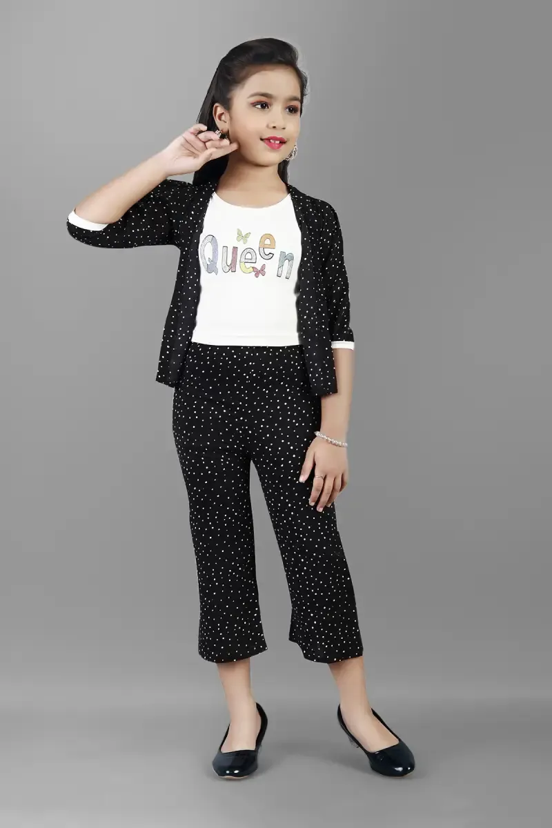 Girl's Georgette Printed Top And Pant Set(5 - 17 Yrs) 017148BLA1112YRS