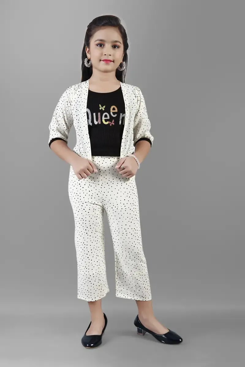 Girl's Georgette Printed Top And Pant Set(5 - 17 Yrs) 017148OFFWHI1112YRS