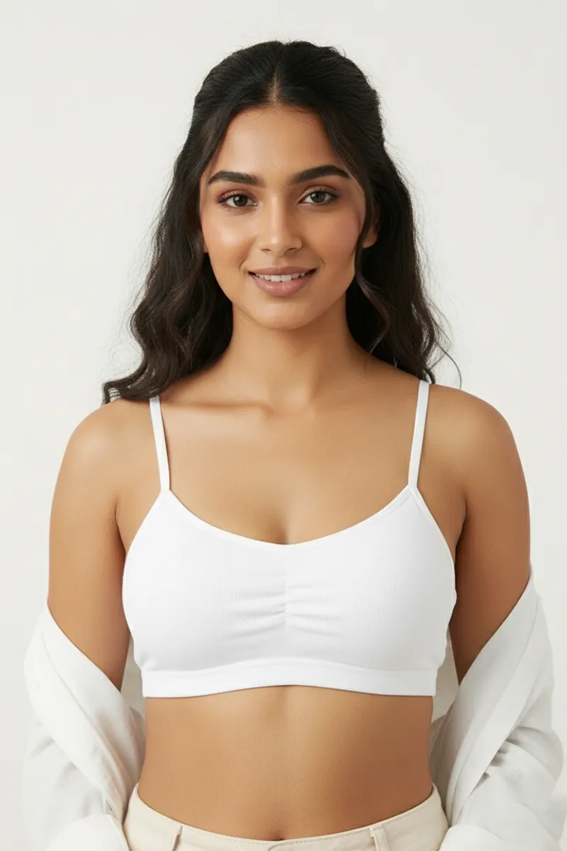 Cotton Blend Padded Sports Bra for Women  017155WHIFRE