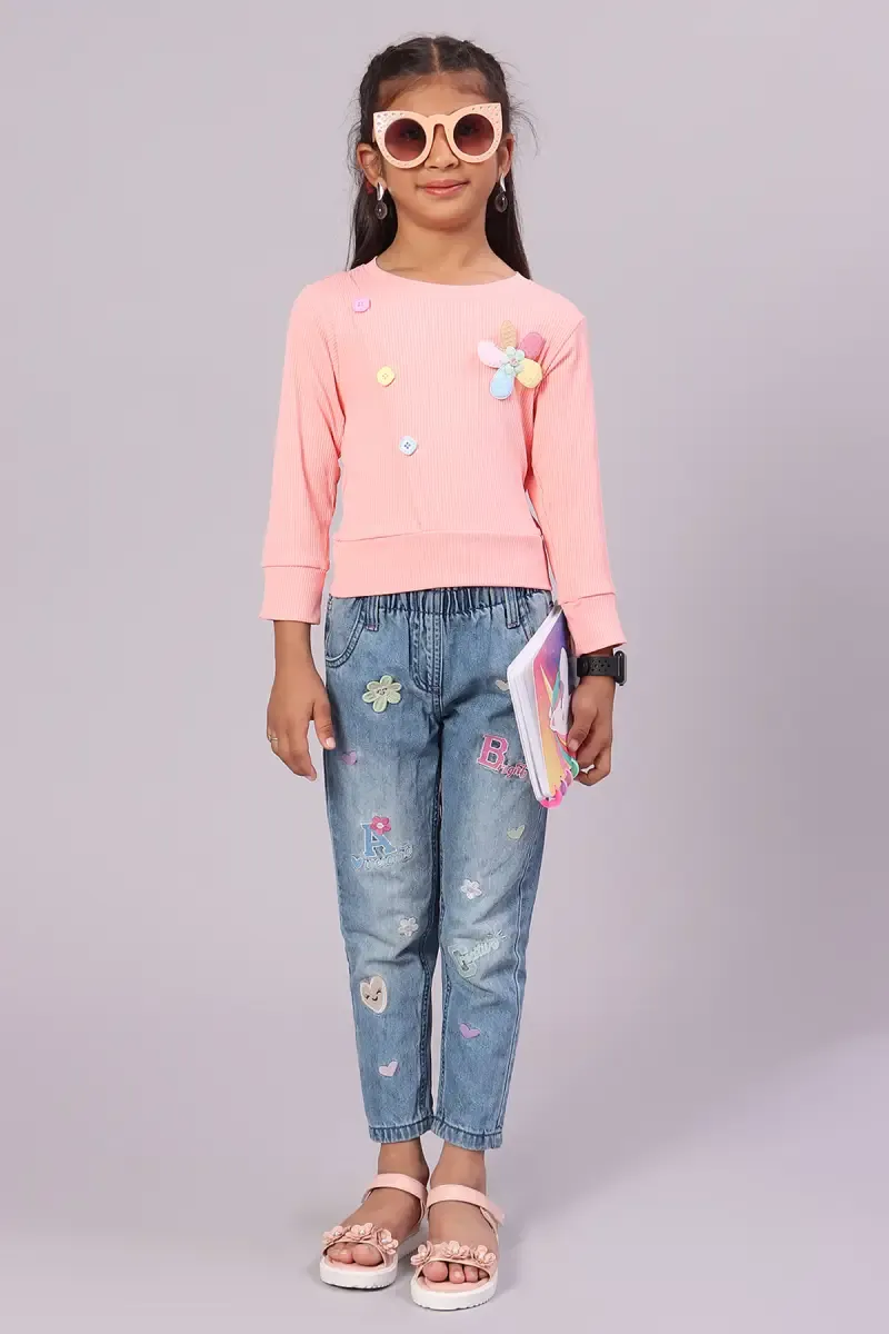Girl's Corduroy Solid Tops (1 - 4 Yrs)  01720612YRSPEA