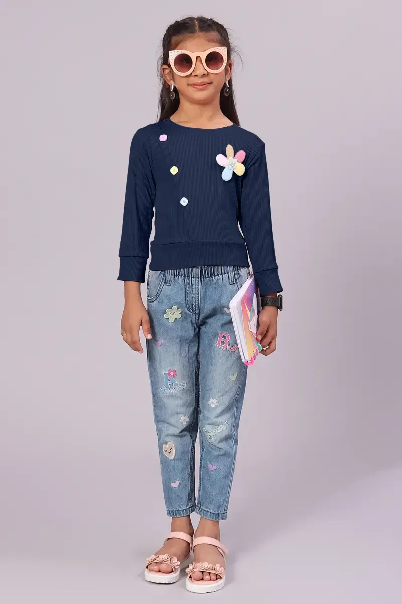 Girl's Corduroy Solid Tops (1 - 4 Yrs)  01720623YRSNAVBLU
