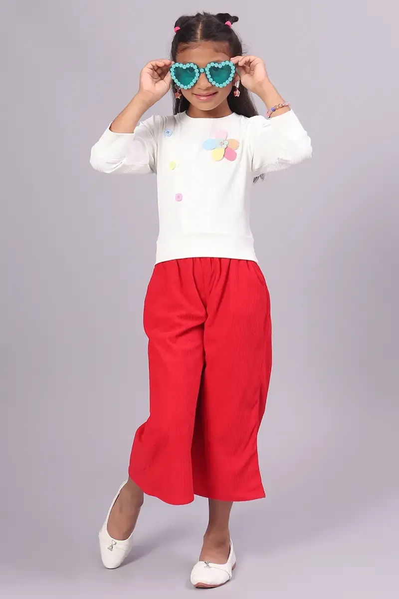 Girl's Corduroy Solid Tops (1 - 4 Yrs)  01720634YRSWHI