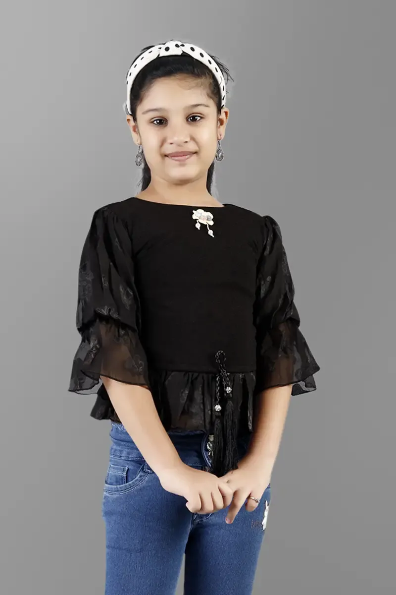 Girl's Cotton Blend Solid Tunics(5 - 17 Yrs) 01721256YRSBLA