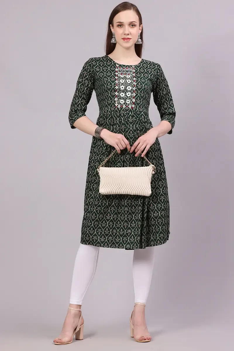 Cotton Blend Embroidered Kurti for Women  017236XXLGRE