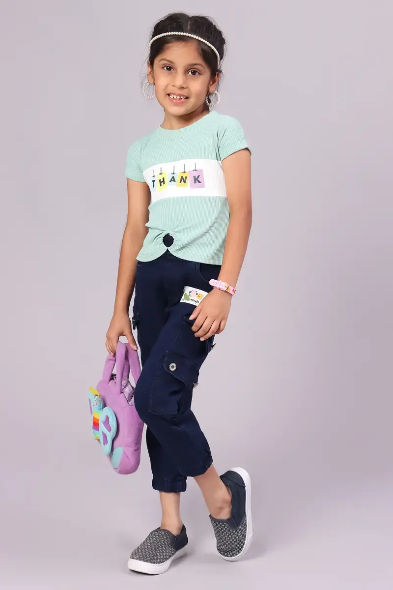 Girl's Corduroy Printed Top (1 - 4 Yrs) 01724534YRSSEAGRE2
