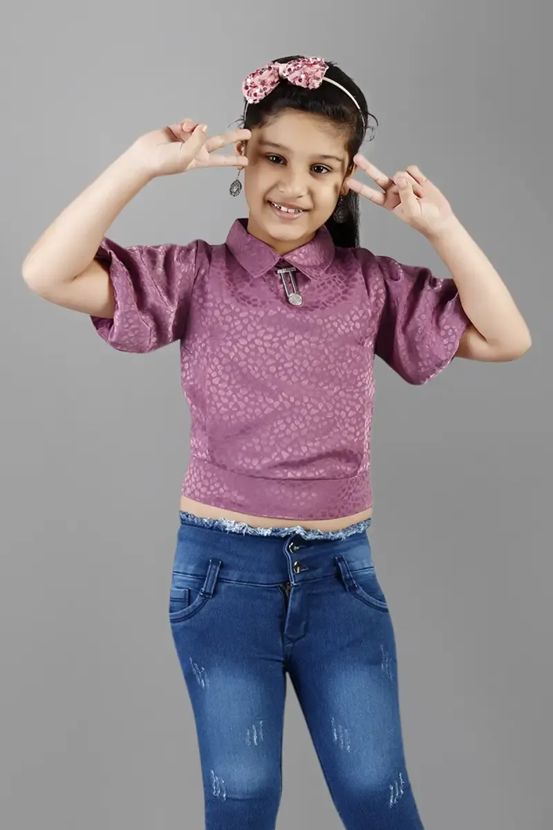 Girl's Georgette Solid Crop Tops(5 - 17 Yrs) 017330910YRSPUR