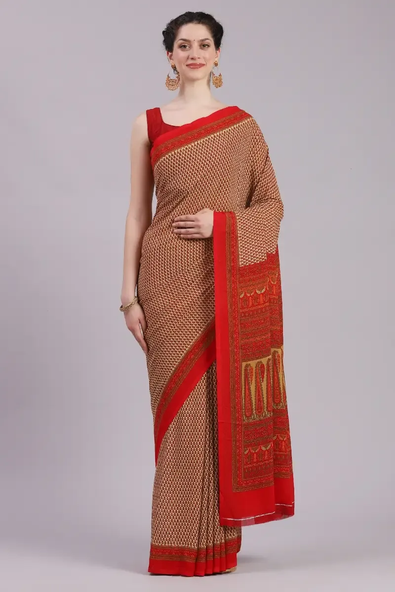 Crepe Printed Saree for Women 017338REDFRESIZ