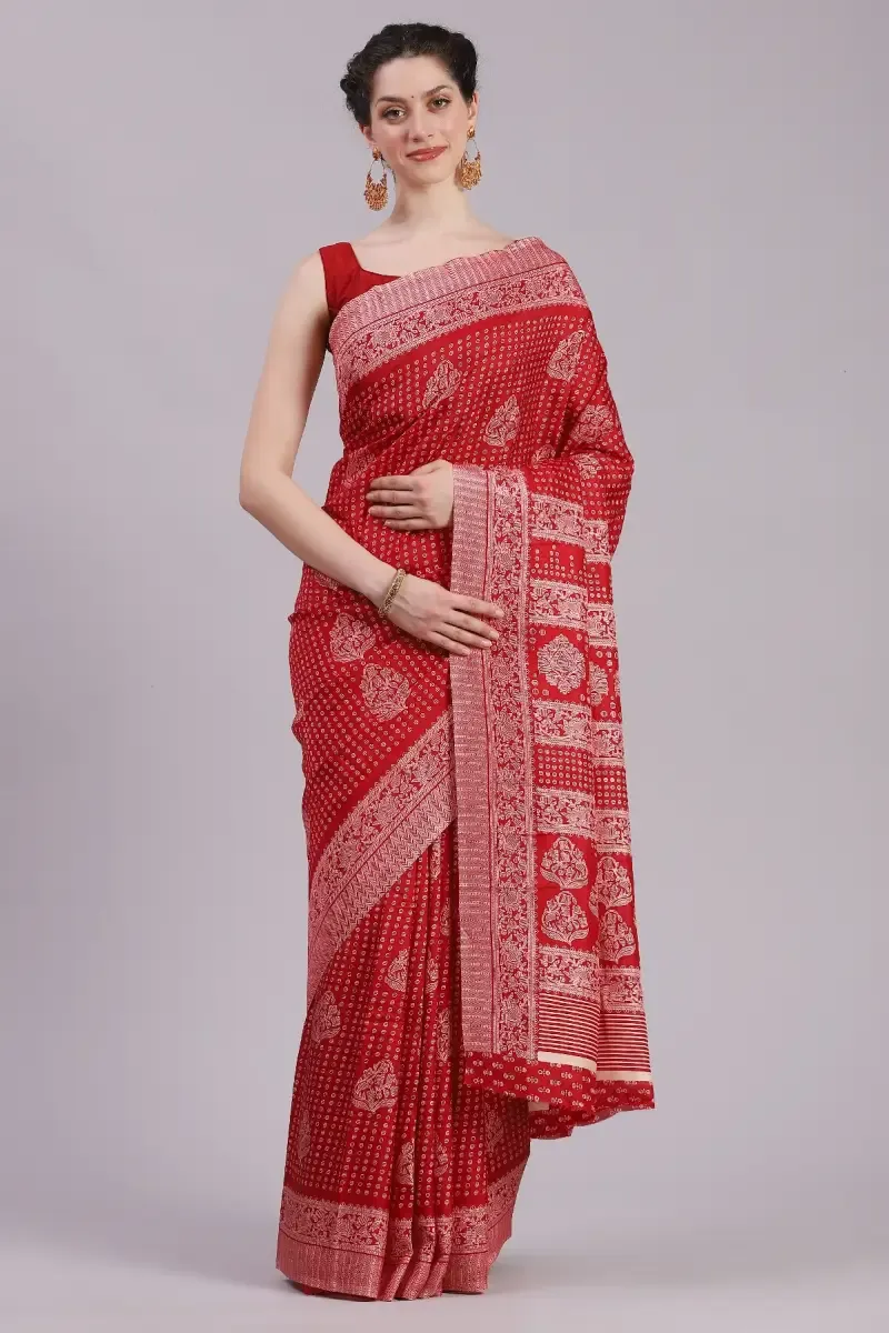 Crepe Printed Saree for Women 017411REDFRESIZ