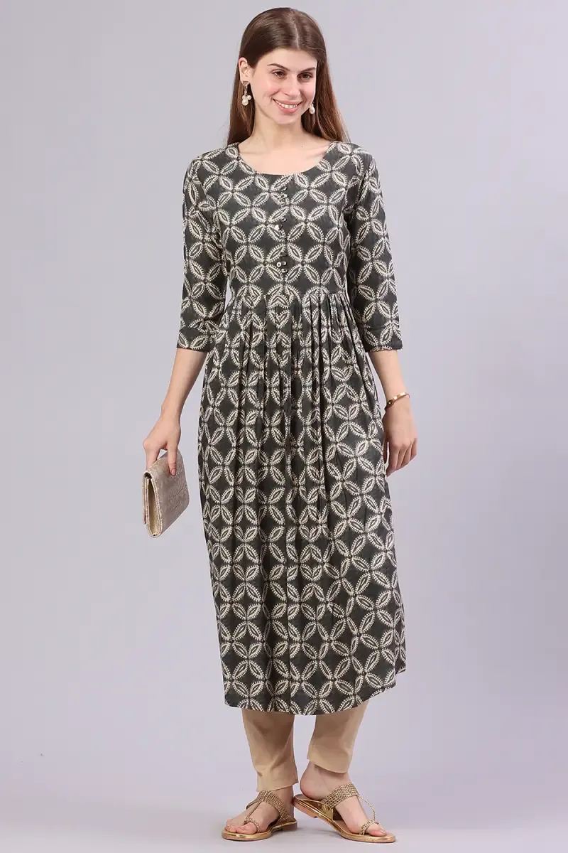 Rayon Printed Kurta for Women 017440XXLGRE2