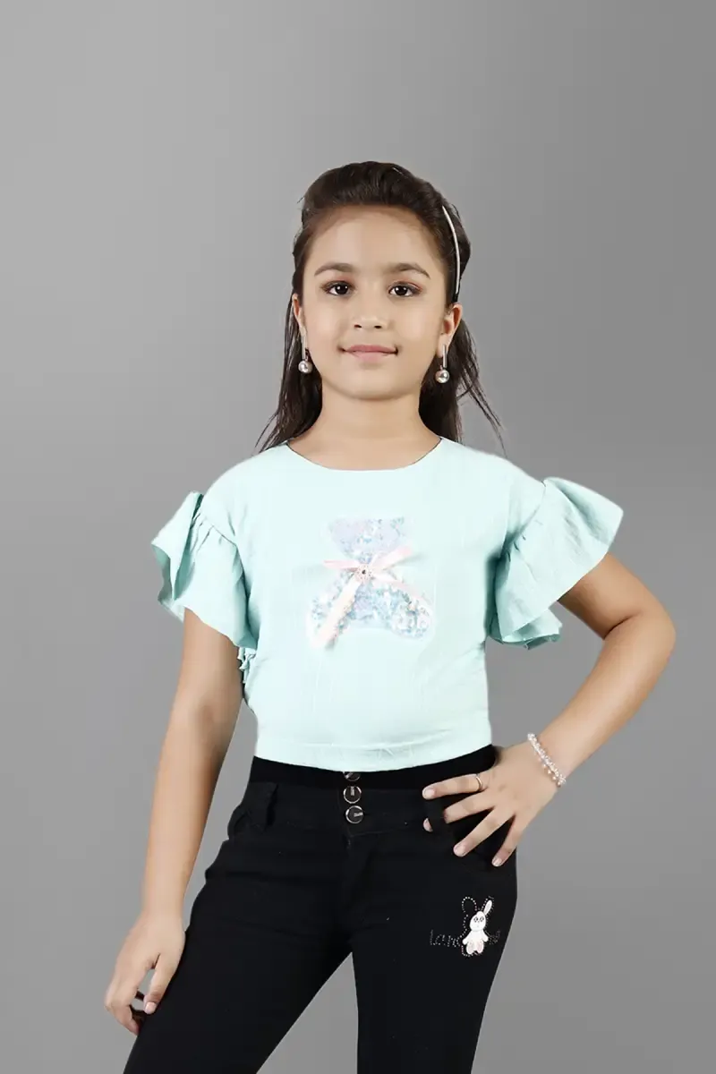 Girl's Georgette Applique Work Tops(5 - 17 Yrs) 0174701112YRSAQU