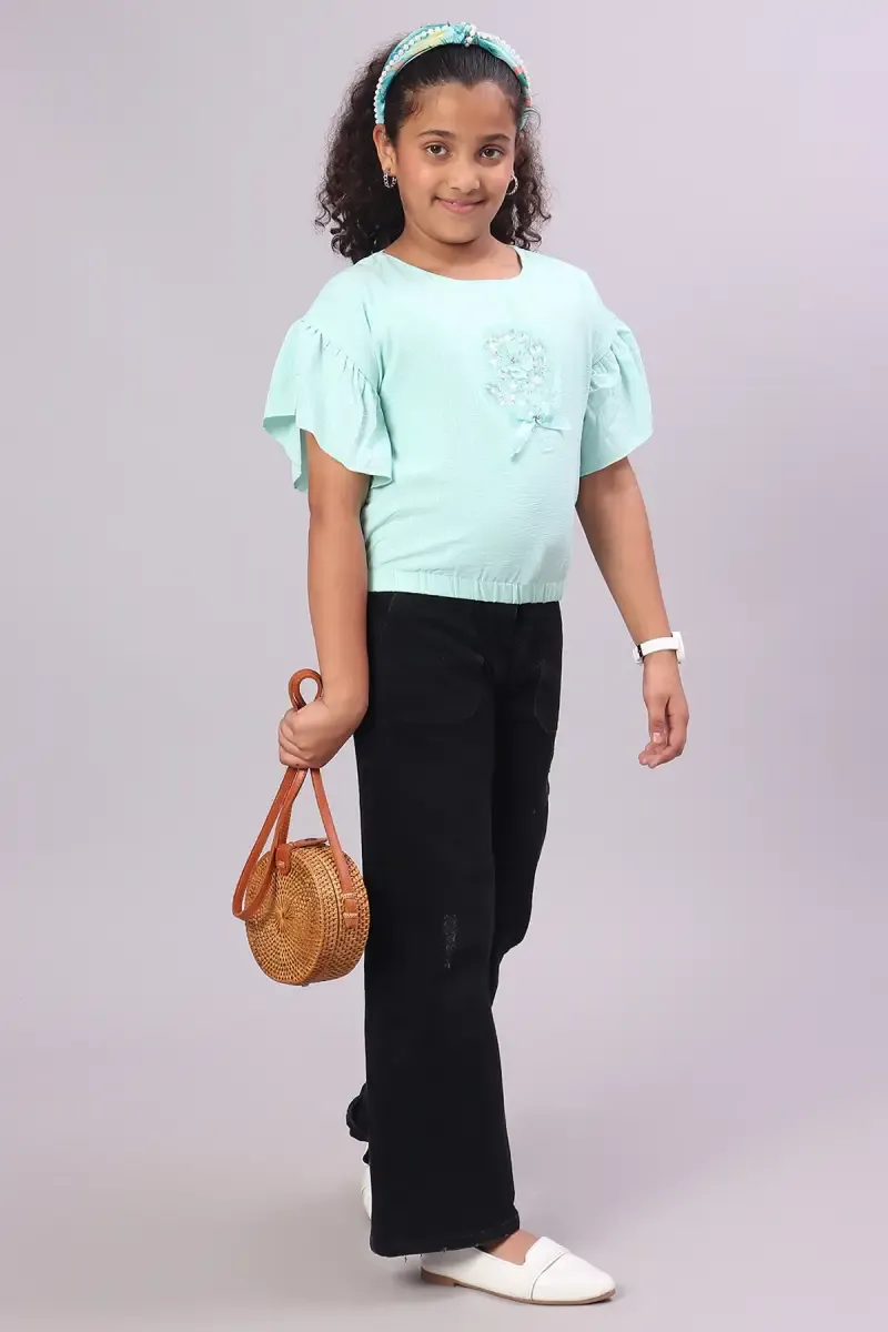 Girl's Georgette Applique Top(5 - 17 Yrs) 01748478YRSAQU