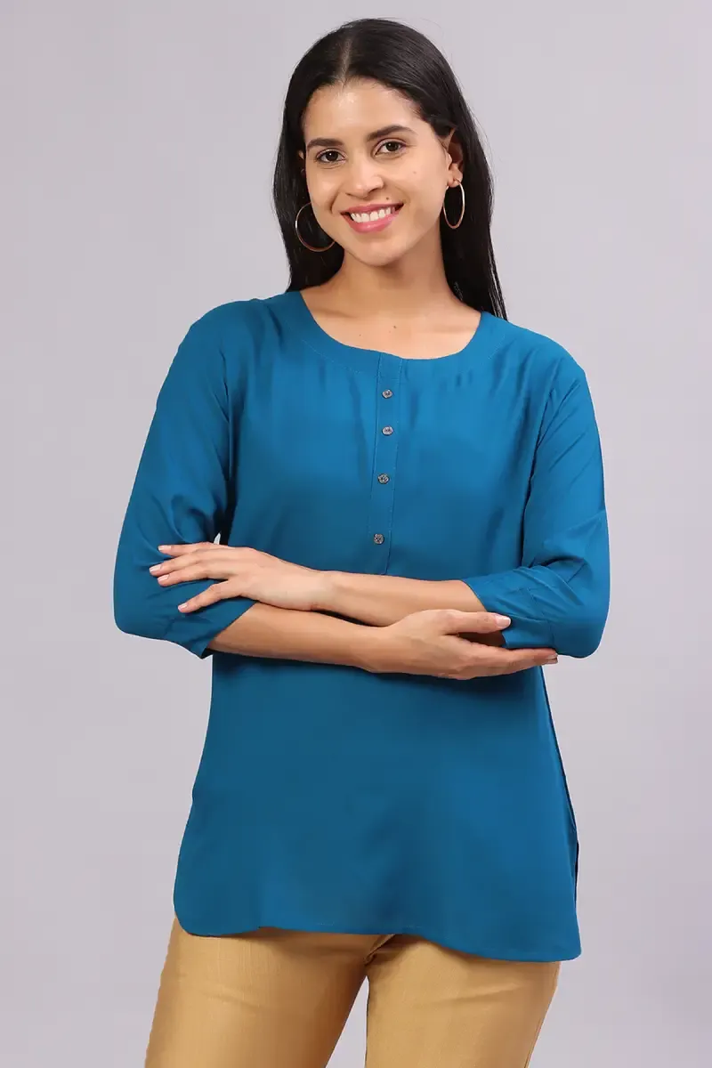 Rayon Solid Tunic Top for Women 017545XLTEA