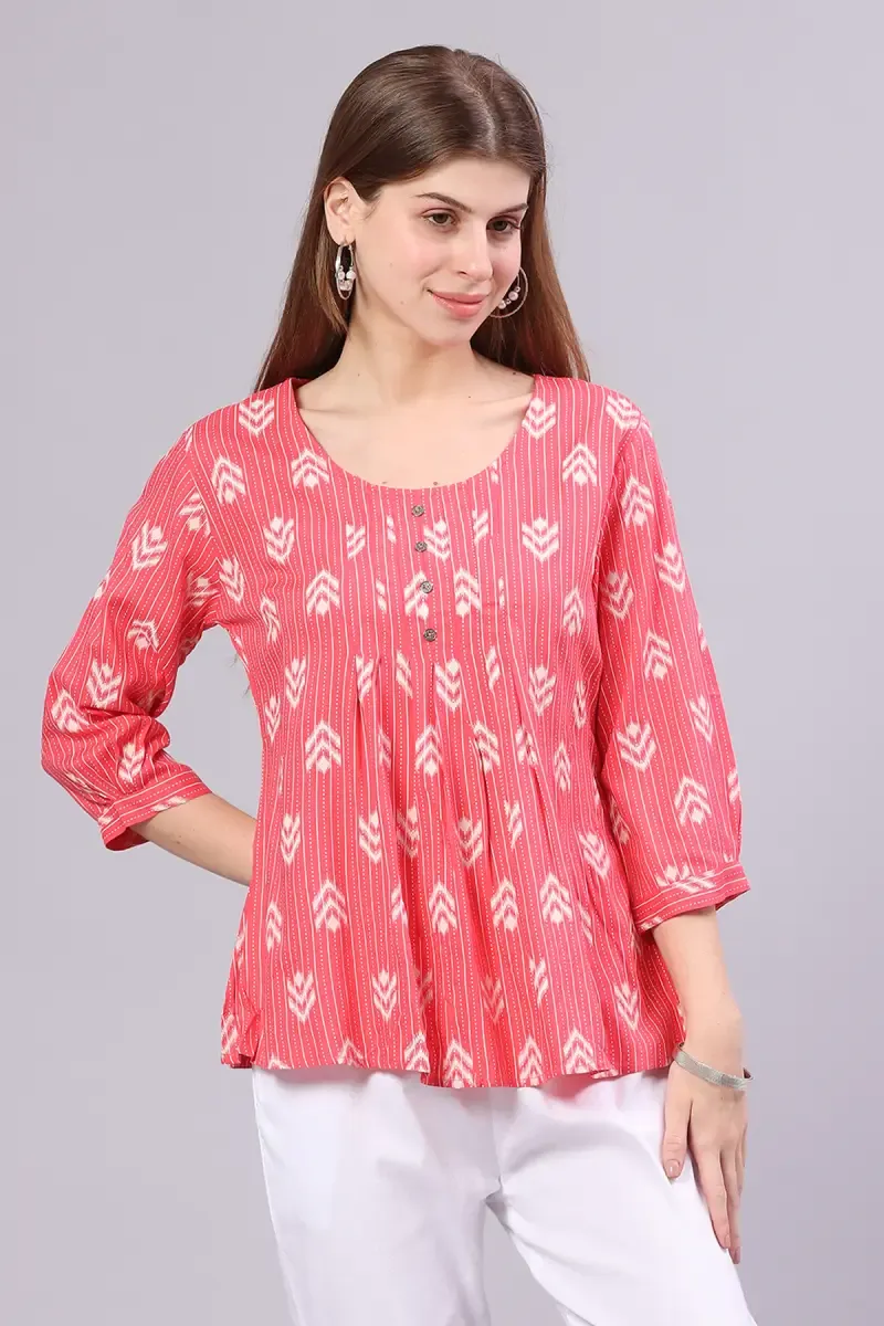 Rayon Abstract Print Tunic Top for Women