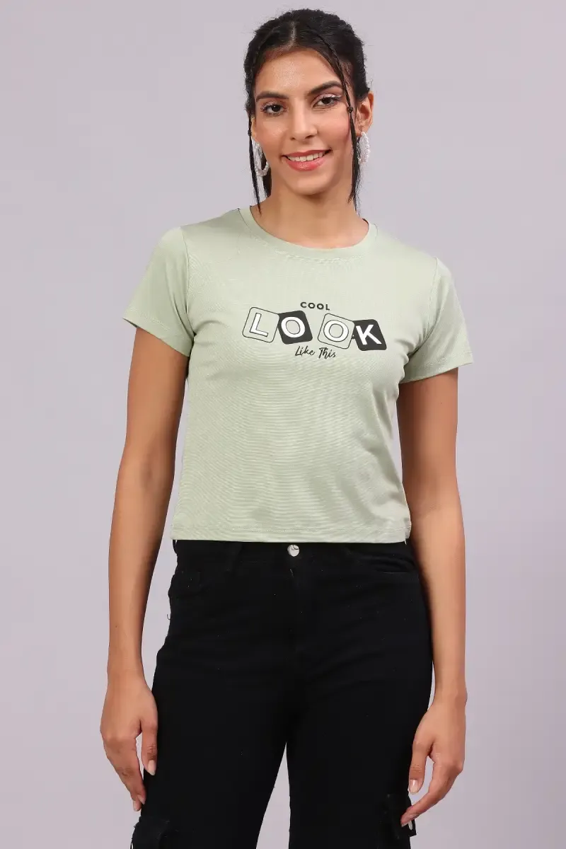 Lycra Typographic Printed T-Shirt for Women 017612XXLGRE2