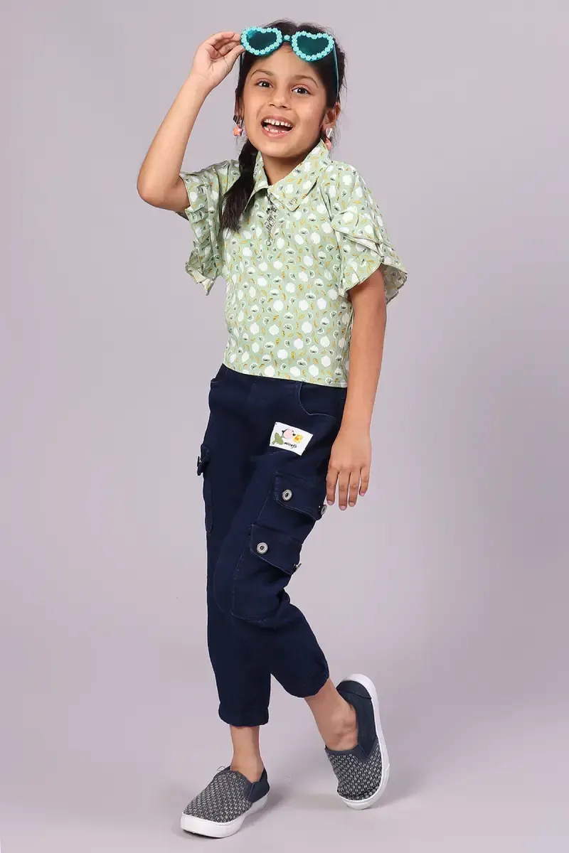 Girl's Cotton Blend Printed Top (1-4 Yrs) 01761334YRSGRE