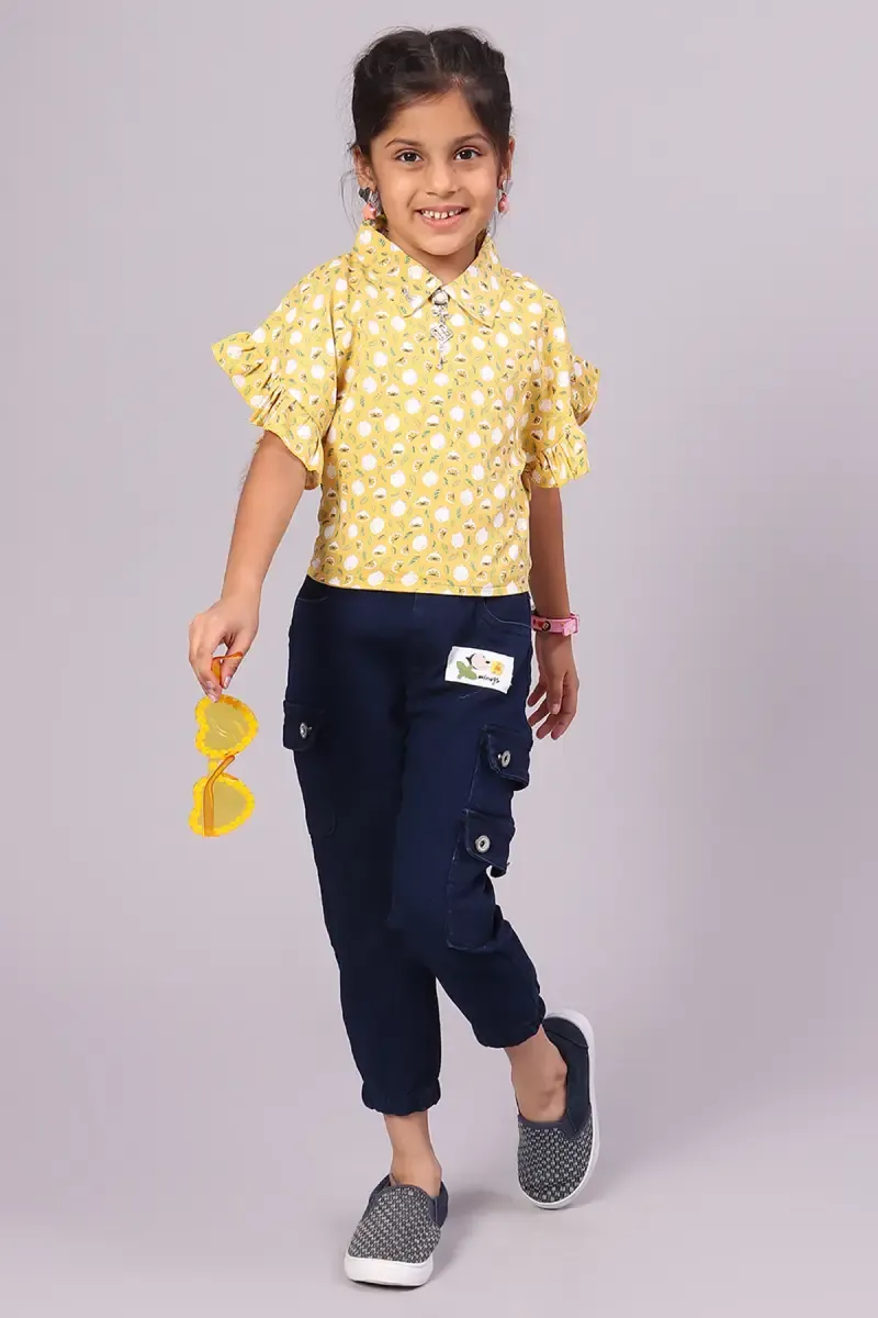 Girl's Cotton Blend Printed Top (1-4 Yrs) 01761334YRSYEL