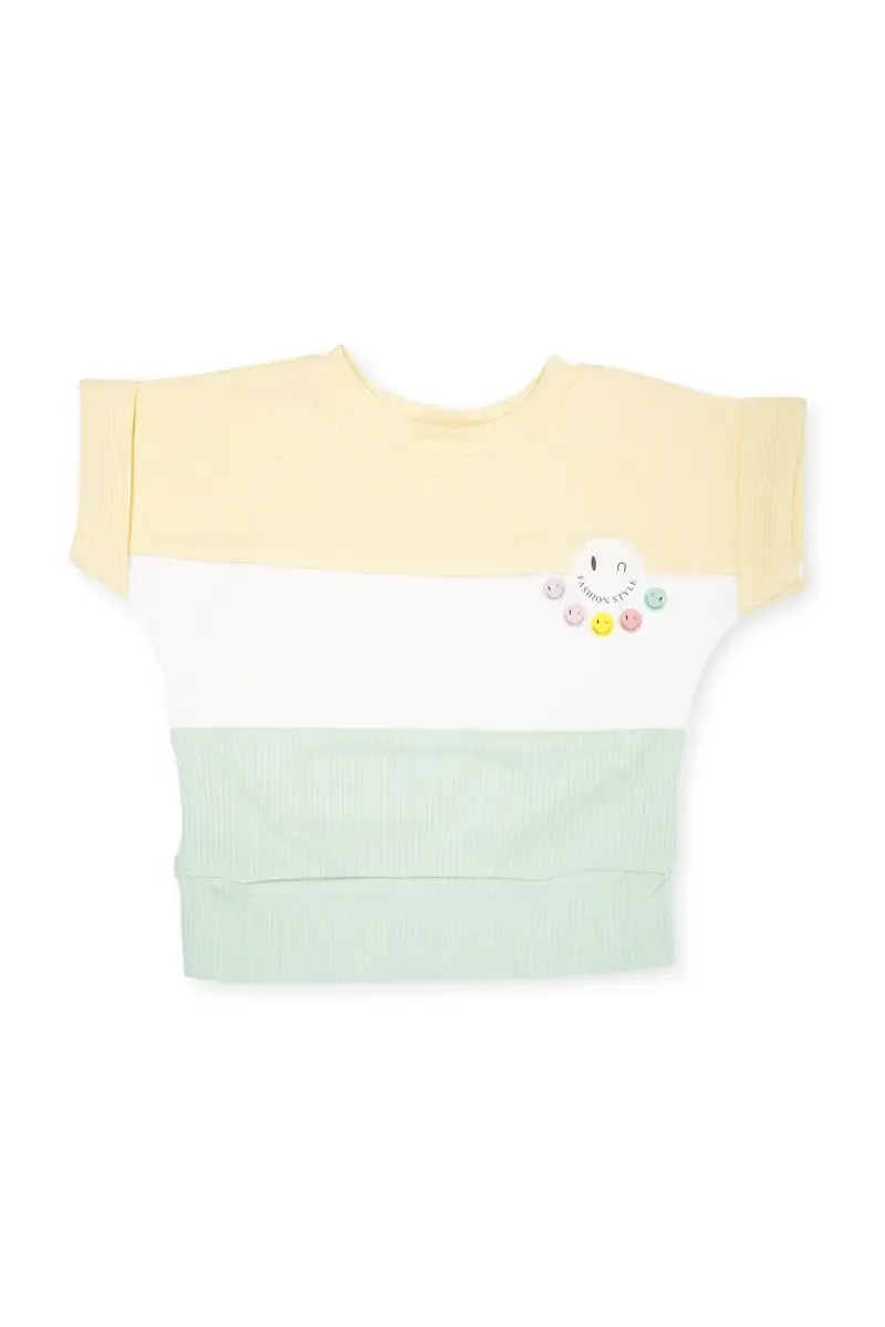 Girl's Corduroy Color Blocked Top (1 - 4 Yrs) 01766634YRSYEL&LIGGRE