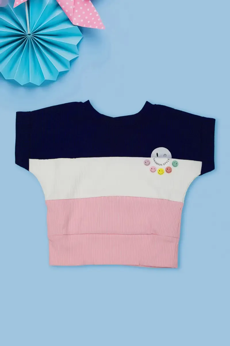 Corduroy Printed Top for Baby Girl 017669NAVBLU&BABPIN612